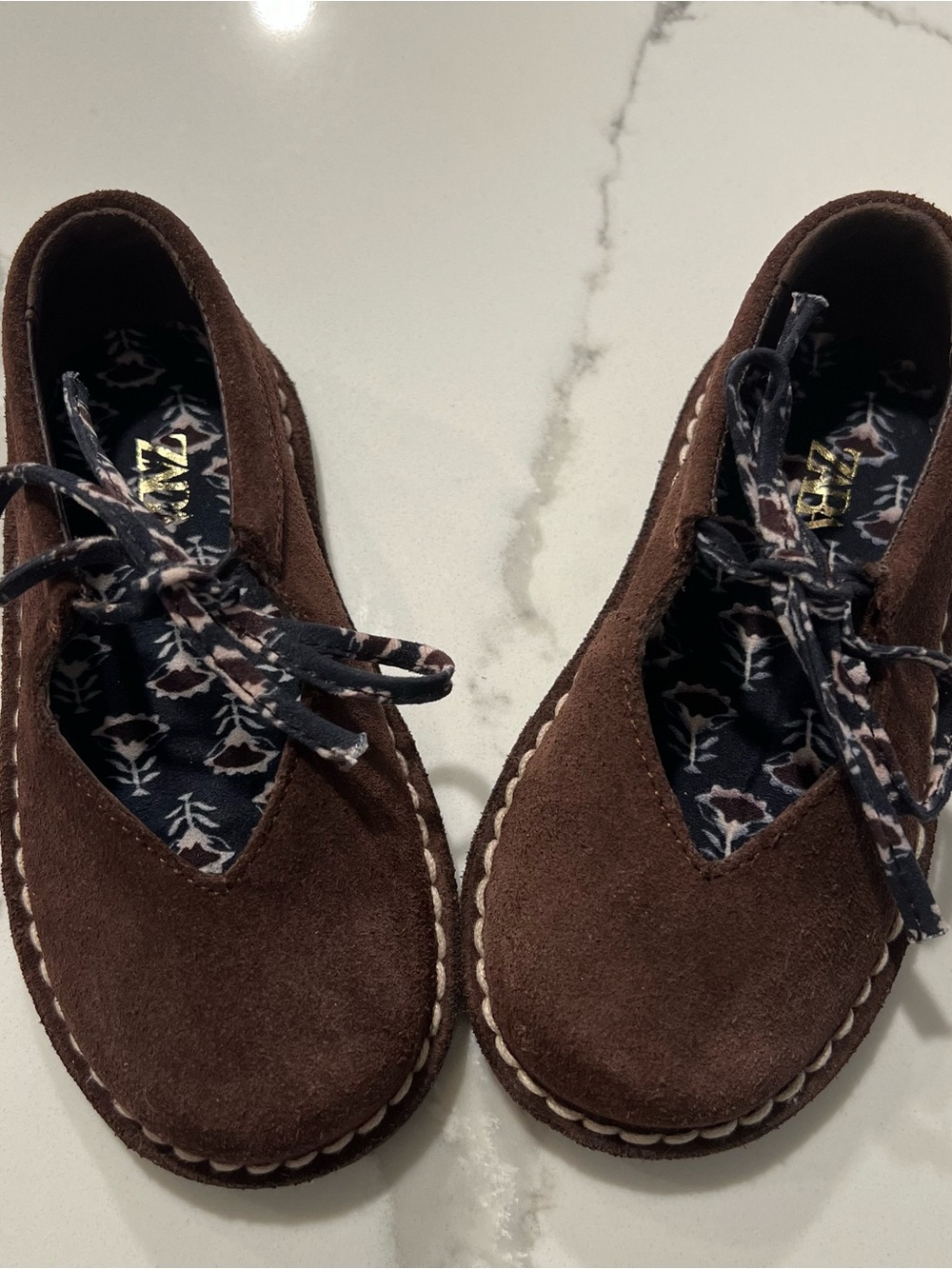 Toddler girls ZARA Suede Lace-Up Shoes Size EUR 23 -US 7 - Picture 2 of 9